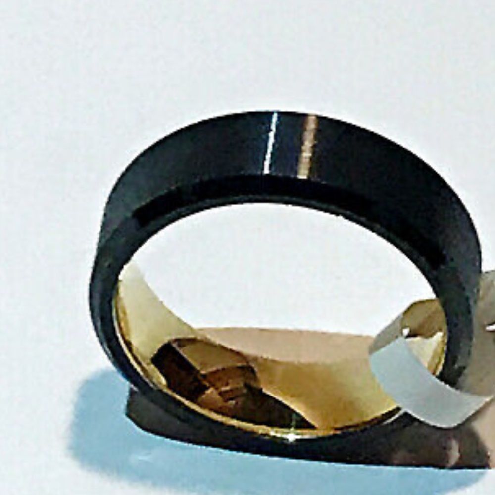 Lanchela & Co Mens Black 8mm  Tungsten Wedding Engagement Promise Ring - Picture 3 of 7